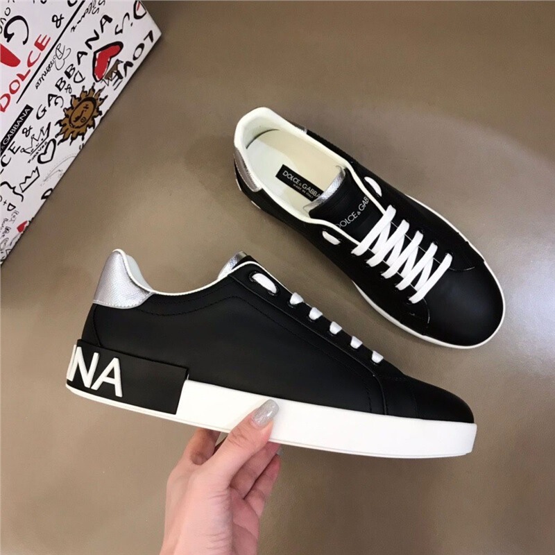 European DG Letter Men's Shoes All-match Casual Shoes Leather Sports Sneakers New Men's White Shoes Lace-up Fashion