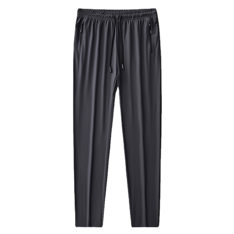 2025 verano pantalones deportivos de talla grande pantalones de hombre pantalones de aire acondicionado pantalones de seda de hielo de secado rápido pantalones de pierna recta gorda al por mayor