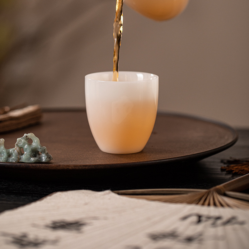 翡翠茶カップ徳化氷種羊脂翡翠白磁ティーカップ家庭用カンフーティーセット純白ゲストカップティーシングルカップ|undefined
