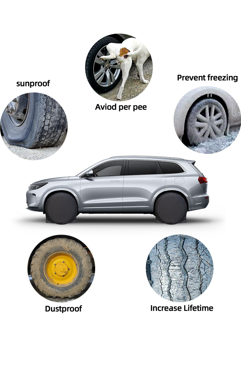 Car Spare Tire Cover 210D Silver-Coated Oxford Cloth Waterproof Sun Protection Anti-Dirt Tire Protective Cover Universal Car Tire Cover
