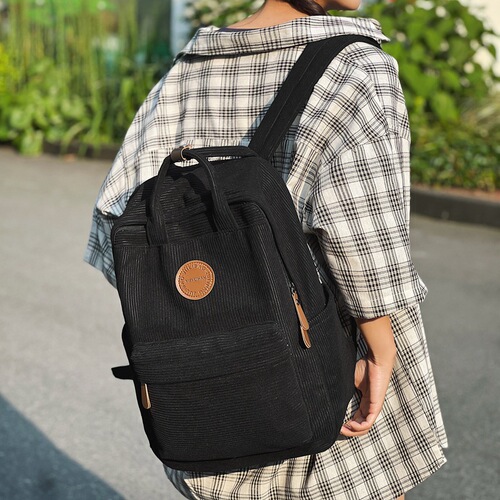 Denim canvas double shoulder bag, vintage style, suitable for students and leisure use.