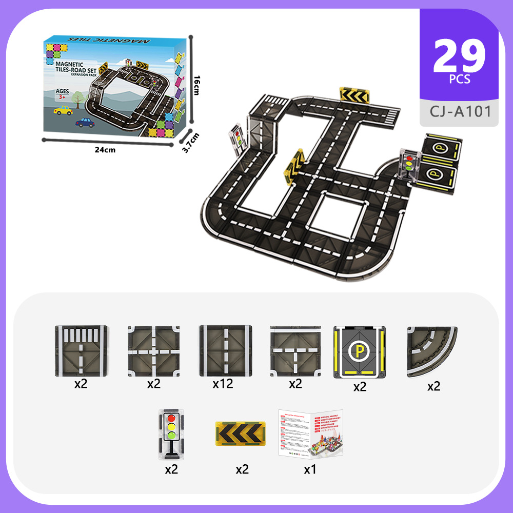 Bloques de construcción magnéticos al por mayor personalizados, imanes fuertes, parches magnéticos para carreteras, tráfico urbano, grúas de construcción, ventanas de colores, discos magnéticos image 7