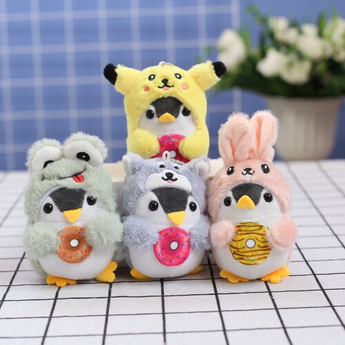 Cute cartoon cross-dressing donut penguin plush toy doll pendant bag pendant doll doll wholesale