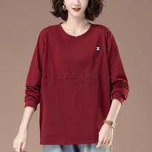 春秋长袖T恤女新款加肥加大码女装宽松直筒休闲百搭显瘦体恤6030