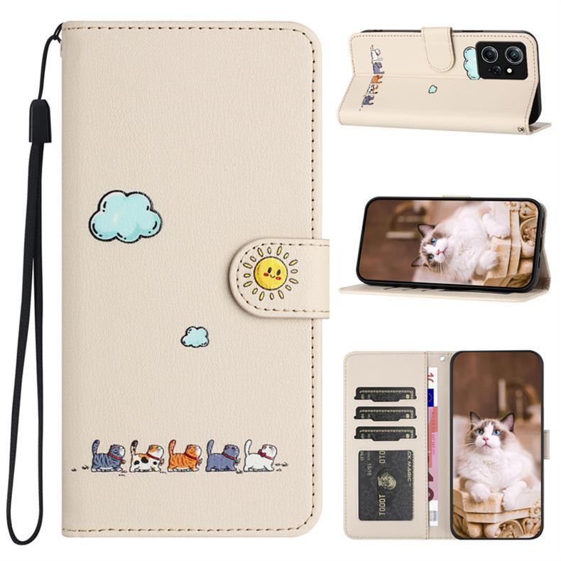 Suitable for Red Rice NOTE13Pro Phone Leather Case Cute Cat Red Rice 13C Cartoon Cat Protective Case Red Rice 12