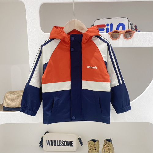Boys' Jackets Spring 2024 New Korean Style Spring Style Color Block Style Tops Big Children's Baby Jackets Children's Clothing Trendy