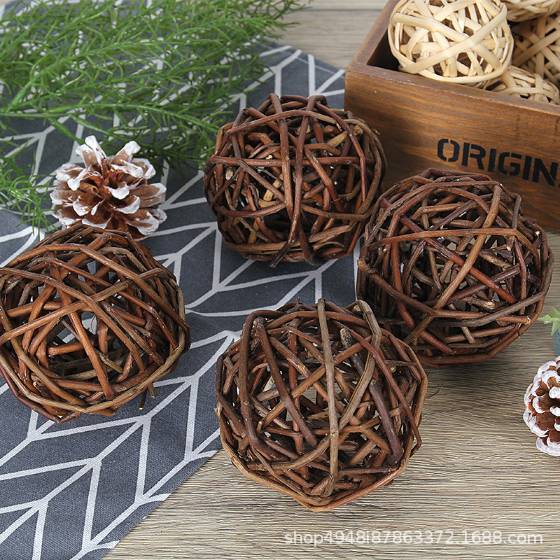 Natural Rattan Balls Willow Balls Wholesale Pet Balls Eco-Friendly Rattan Woven Balls Christmas Accessories Decorative Hanging Ornaments Ceiling Hanging Balls