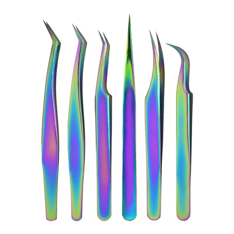 高精密彩钛种植嫁接假睫毛镊子工具美睫专用金羽夹海豚夹孔雀夹