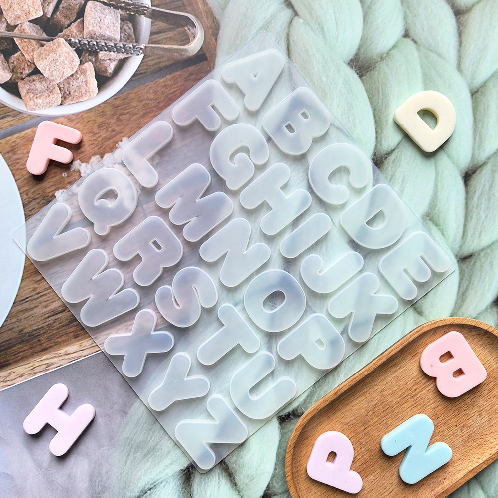 Epoxi 26 letras inglesas 224 molde de silicona de chocolate molde de postre de caramelo molde de horneado de pastel