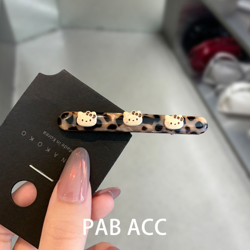 复古豹纹kt猫碎发夹女边夹侧边秋冬前额刘海夹高级感一字夹子头饰|undefined