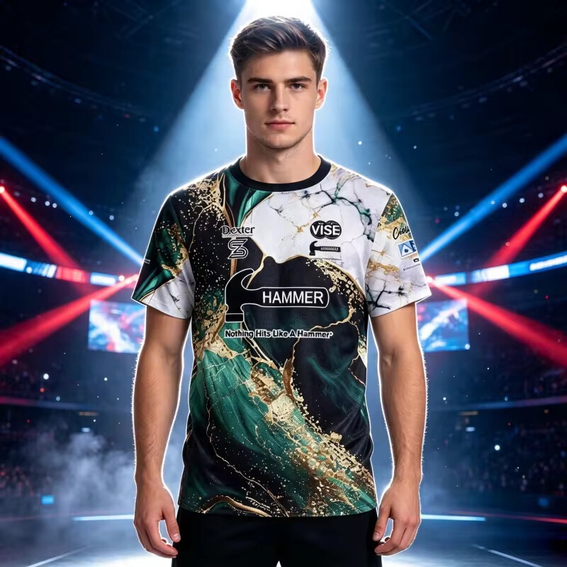 New Hammer Ice Cream Waffle Cone Split Print Bowling Sports Jersey Short Sleeve Performance Casual Street Wear New Hammer Ice Cream Waffle Cone Split Print Bowling Sports Jersey Short Sleeve Performance Casual Street Wear