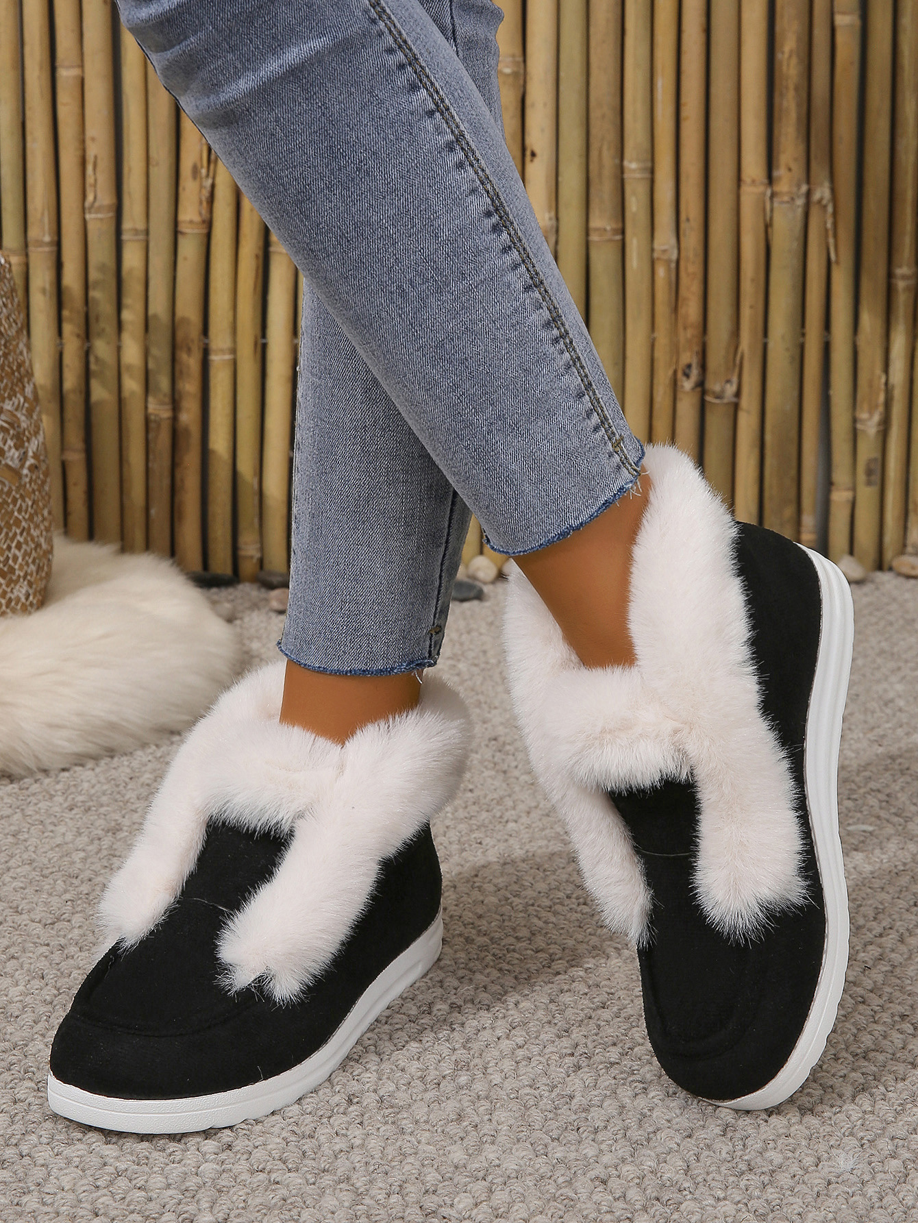 Plus-size color thick soles with fleece and thick fur suede snow boots for women to keep warm_voghion.com