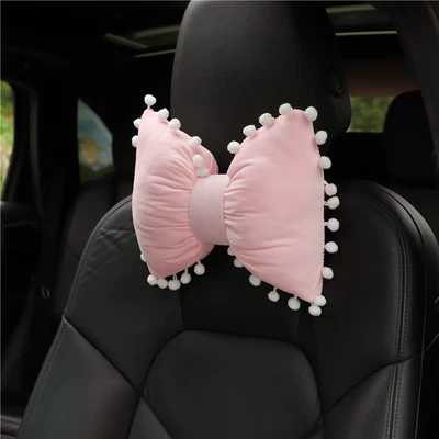 Macaron color car headrest plush comfortable skin-friendly car seat neck pillow pillow fashion car supplies (Headrest) - macaroon-powder-headrest
