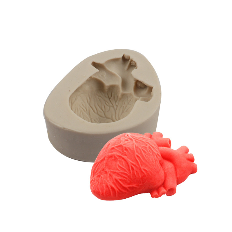 5ZV7DIY惡搞萬聖節仿真心臟蠟燭硅膠模具大腦滴膠模具翻糖烘焙工