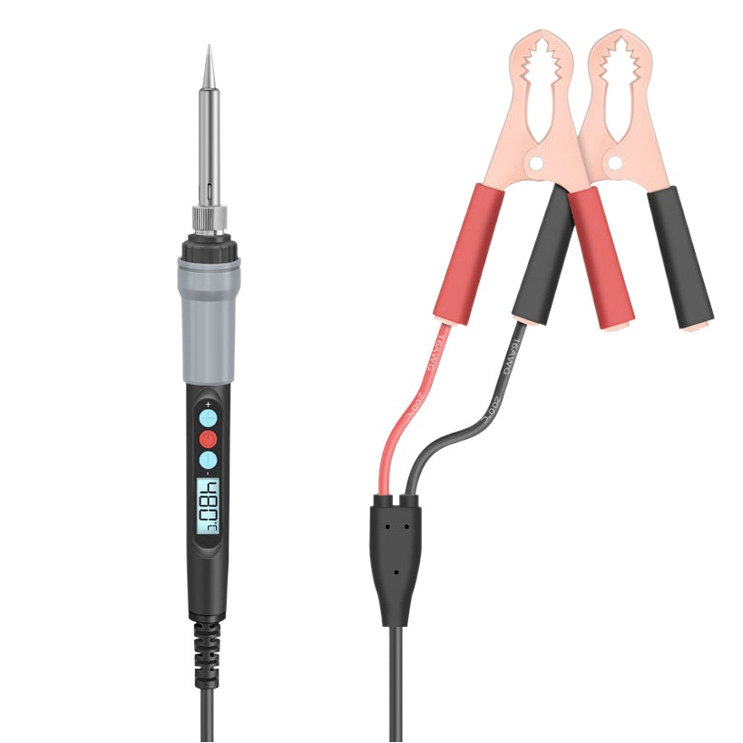 Baja Tensión DC 12V 24V DC Pantalla Digital eléctrica de soldadura de hierro de alta altitud al aire libre cocodrilo clip de soldadura de hierro 18-72W