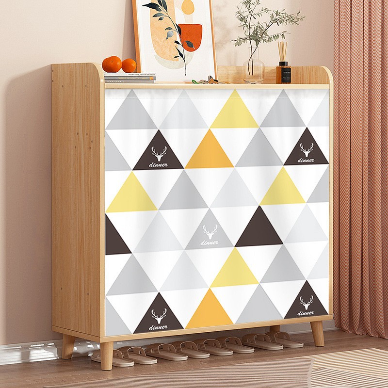 Gabinete de tela cortina Velcro autoadhesivo zapato gabinete cortina ciega libre perforado armario muebles gabinete puerta cortina hogar