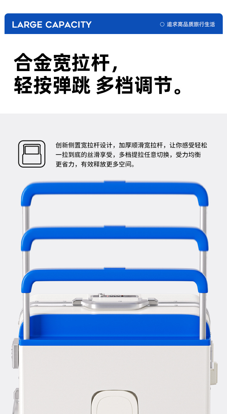 Front-opening luggage cup holder suitcase password lock suitcase shock-absorbing spring wheel wide pull handle trolley case charging port luggage
