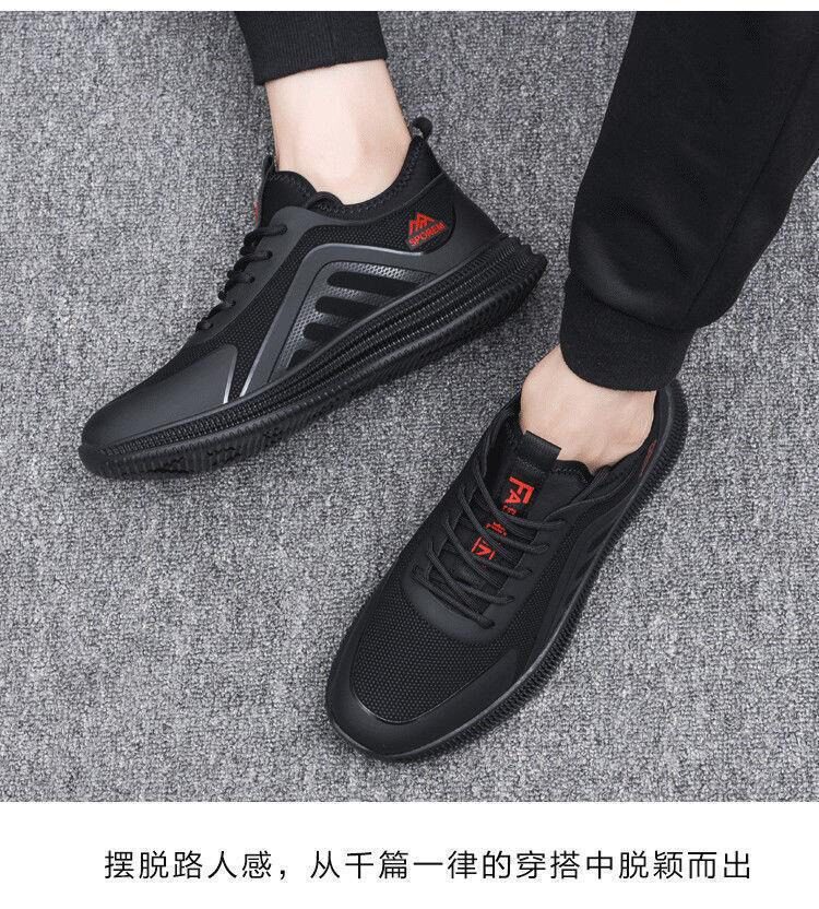 Giày thể thao nam đế dày kiểu sneaker thời trang, đế mềm chạy bộ nhẹ dễ phối đồ — Màu đỏ đen, Toàn màu đen, Đen trắng chi tiết 4