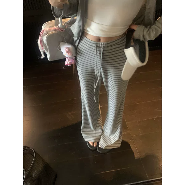 Striped Flared Casual Pants for Women, Loose Versatile Wide-Leg Pants, 2026 Summer New Women's Pants, Autumn Fashion for Women