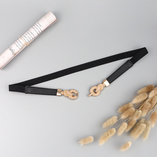 Summer new thin belt twist knot buckle high elastic quality women's belt decoration small suit dress