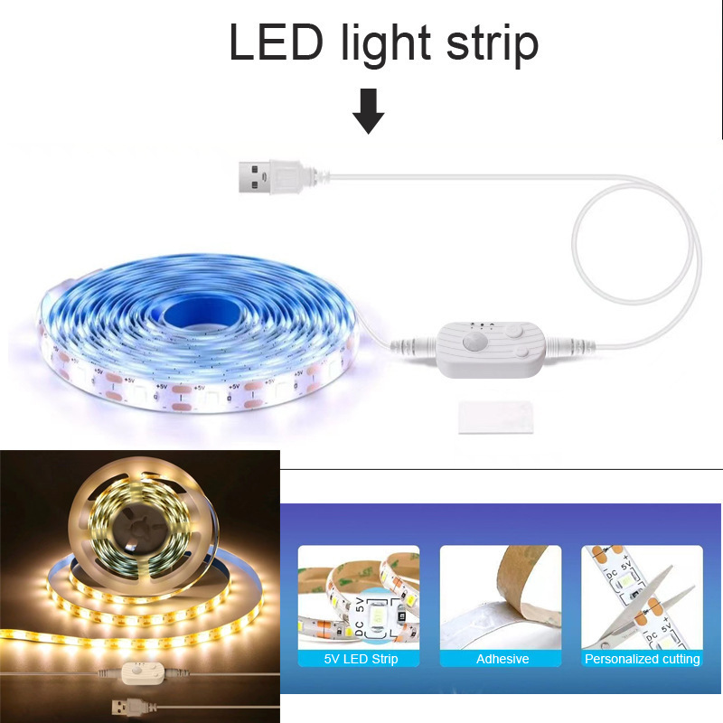 跨境电商USB 5V人体感应COB灯带智能LED灯条衣柜橱柜人体感应灯带|undefined