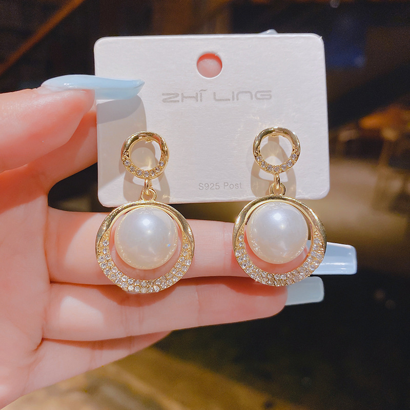 1 Pair Quantity Wholesale Jewelry 1 Pair Elegant Round Square Heart Shape Metal Artificial Rhinestones Artificial Pearls Drop Earrings