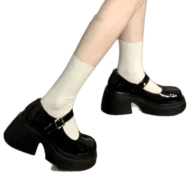 Dulce y fresco viento jk zapatos de cuero pequeño mujer todo-fósforo 2025 primavera nuevo estilo de tacón grueso estilo universitario pequeño tacón alto zapatos Mary Jane