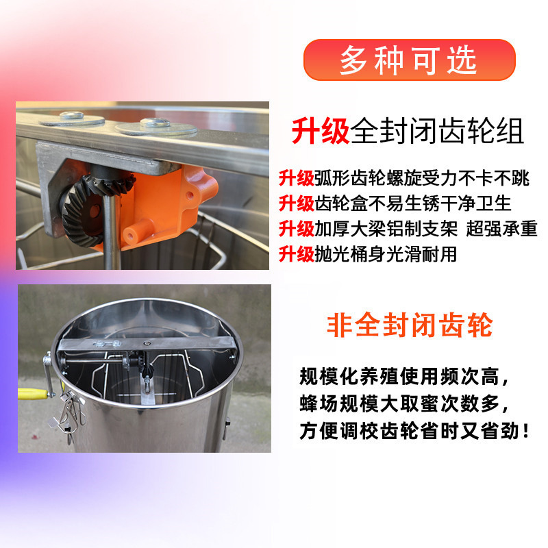 Mezclador de miel grueso acero inoxidable 304 engranaje totalmente cerrado pequeña herramienta de apicultura doméstica para tirar miel de azúcar