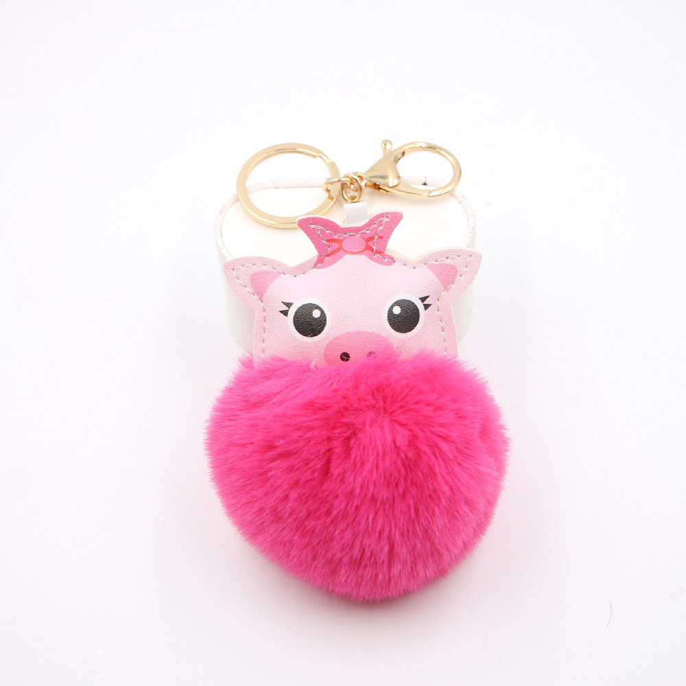 Lindo Llavero De Bola De Pelo De Cerdo Europa Y América  Pig Plush Bag Accesorios Colgante Regalo display picture 11