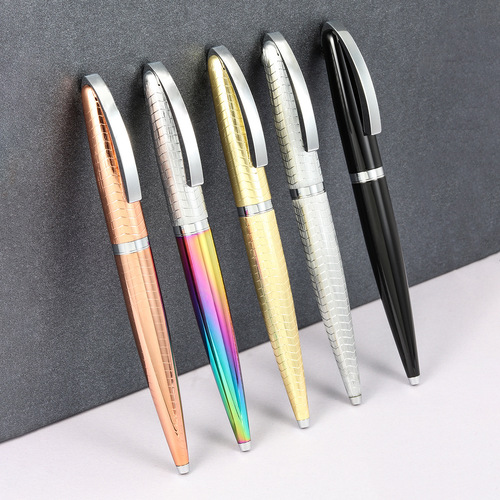Cross-border new gradient metal ballpoint pen, high-looking rotating business signature pen, heavy-feel metal pen wholesale