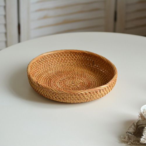 Nordic rattan basket woven basket fruit bread snacks miscellaneous steamed buns coffee table coffee table desktop storage basket