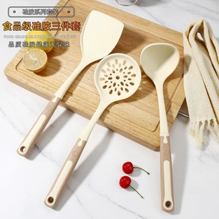 热销双色硅胶烹饪铲勺套装 家用不粘锅分体铲子汤勺漏勺厨具套装