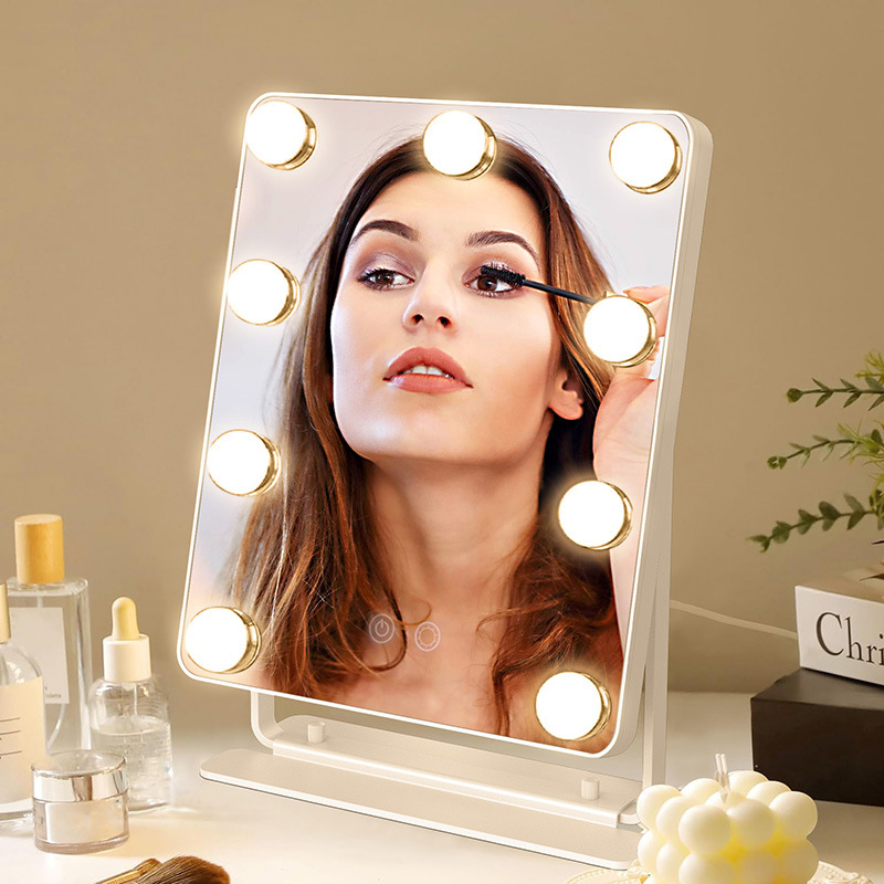 Espejo de maquillaje de Hollywood bombilla led escritorio de escritorio con luz espejo de tocador inteligente salón de belleza profesional