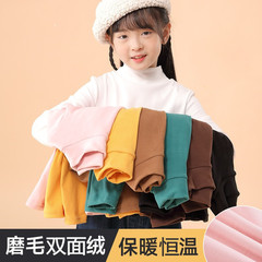 女童德絨打底衫秋冬加絨兒童半高領洋氣內搭長袖寶寶冬裝保暖上衣
