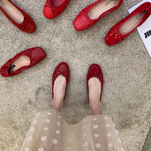 happyfeeling bow shallow flat small red single shoes women's shoes 2024 new ballet shoes