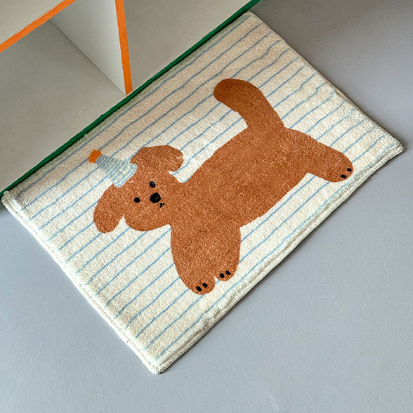 Ins Style Illustration Imitation Cashmere Floor Mat Bedroom Bedside Cooling Foot Mat Household Soft Non-Slip Foot Mat Bathroom Floor Mat