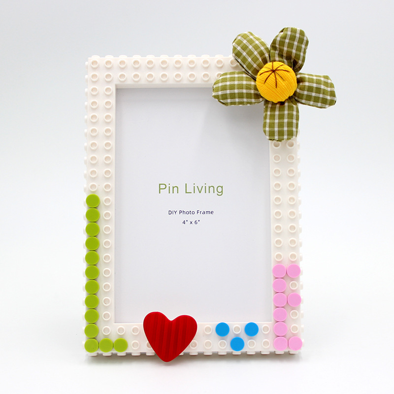 DIY Handmade Creative Valentine's Day Couple Building Block Photo Frame Stand Heart-Shaped Confession Commemorative Gift Album
