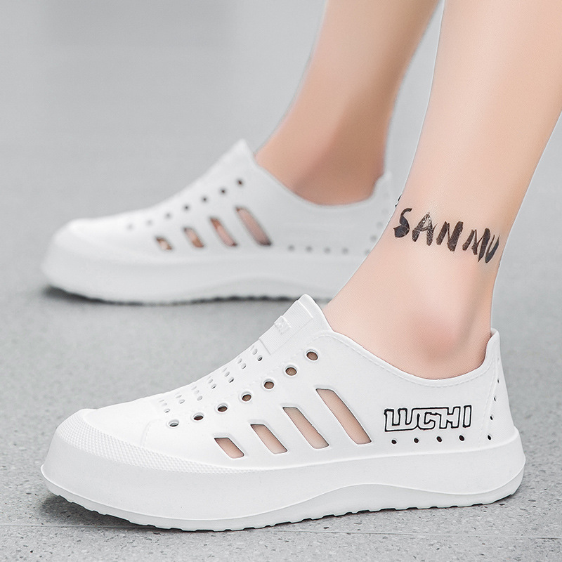 Men's Cave Shoes Summer Couple Casual Outdoor Fashionable Soft Bottom Breathable Non-slip Beach Wading Hollow Rain Shoes Sandals