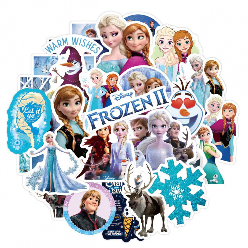 50 Cartoon Frozen Elsa Princess Stickers for Notebooks, Water Bottles, Suitcases, Mobile Phones, DIY Decorative Stickers