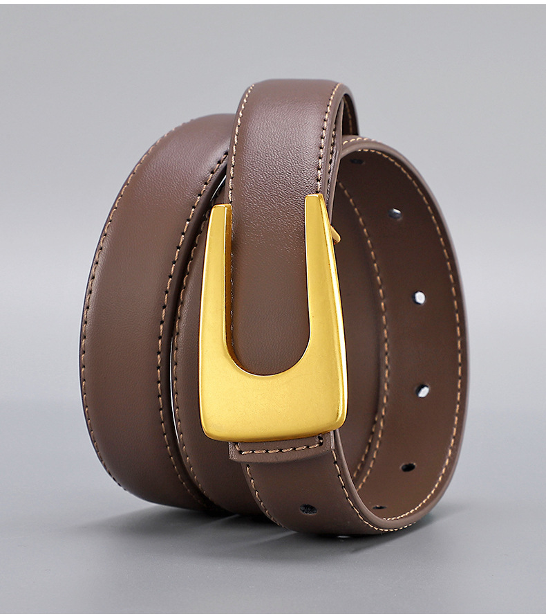 U Shape, Solid Color Pattern Elegant U Shape Solid Color Alloy Leather Women's Leather Belts