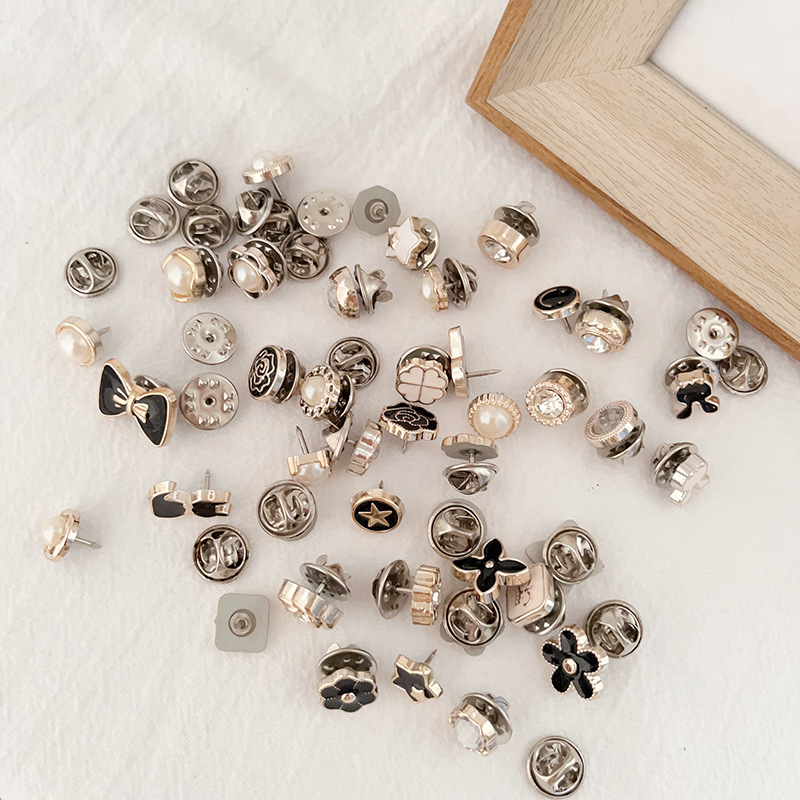 韩版简约开衫固定胸针服装百搭防走光别针扣免缝纽扣帽子装饰领扣|ms