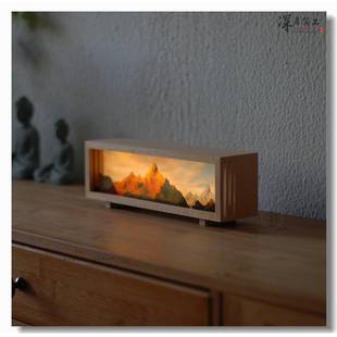 Rizhao Jinshan Nightlight Chinese Atmosphere Bedside Lamp Desktop Thousand Miles Rechargeable Table Lamp Creative Gift