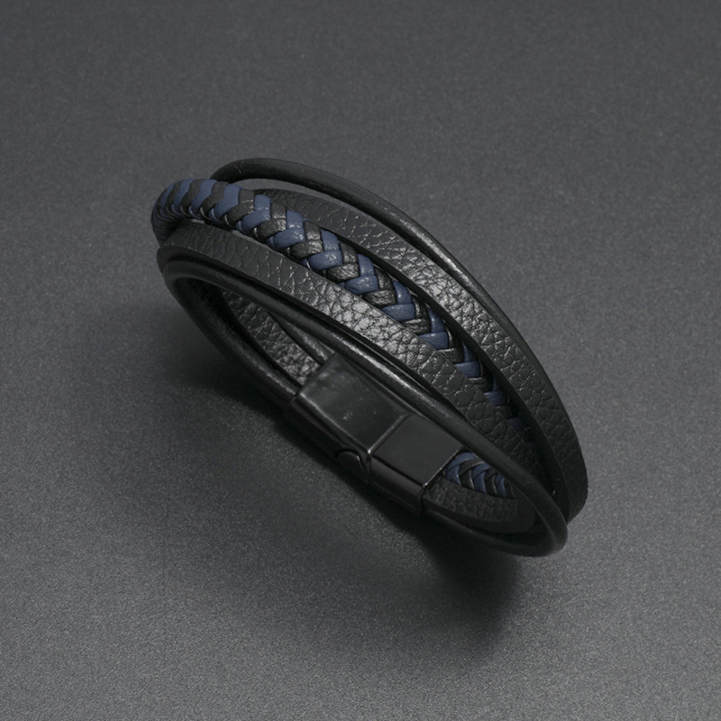 wholesale jewelry retro woven leather magnet clasp bracelet nihaojewelry