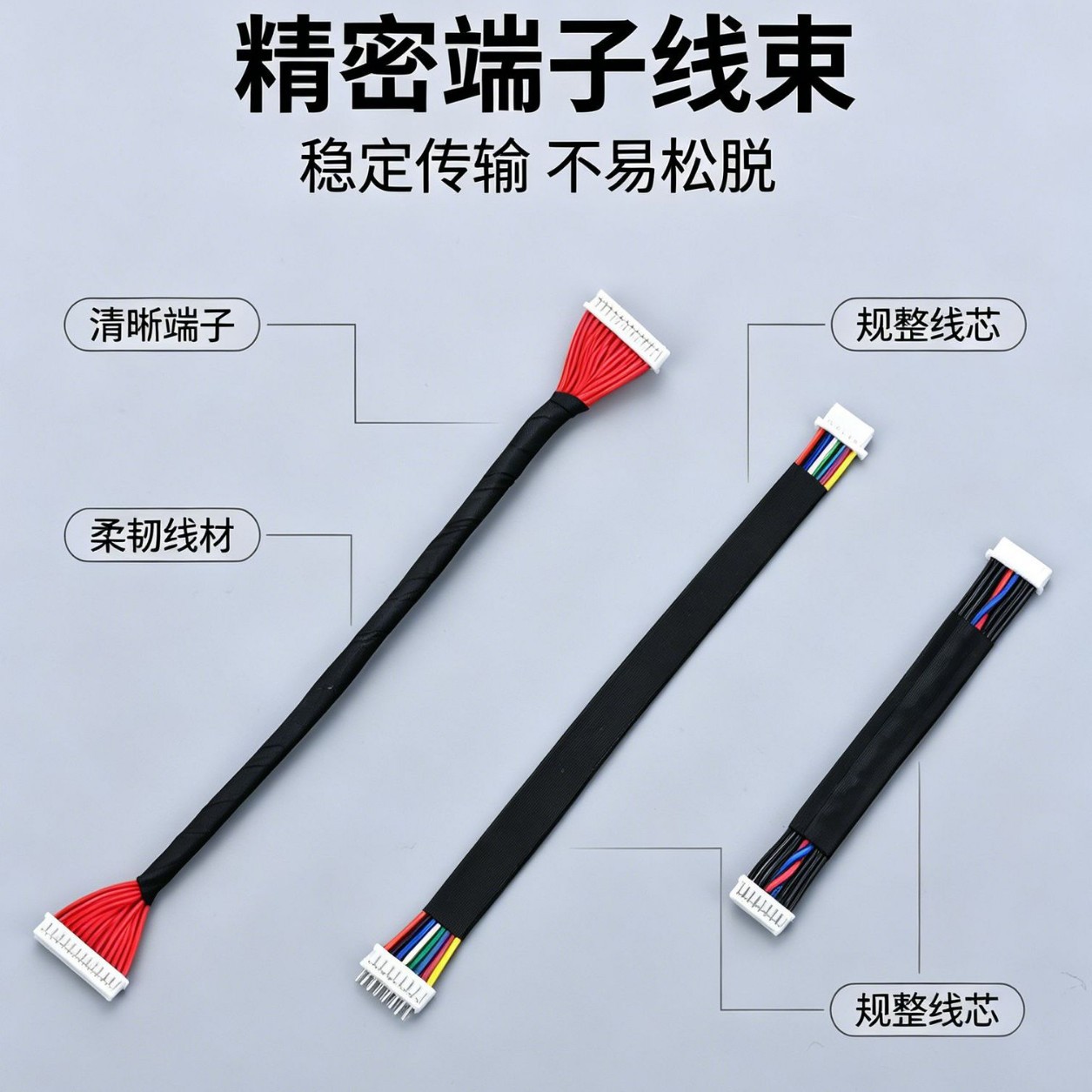 双头端子线束 多芯彩色彩排线 工控显示屏电控主板连接配线