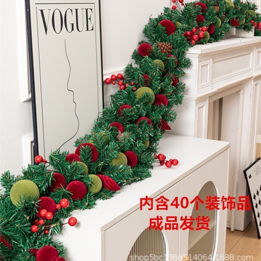 クリスマス籐 2.7m 高級暗号化ガーランドドア吊りクリスマス装飾ホテルの窓吊りシーンレイアウト|undefined