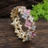 Pink cherry blossom bracelet-gold