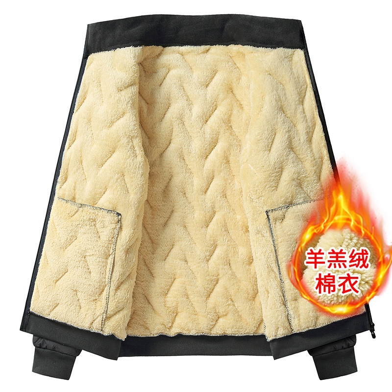 Abrigo acolchado de algodón de lana de cordero abrigo de hombre forrado de lana gruesa abrigo de algodón acolchado abrigo de hombre Otoño e Invierno casual chaqueta acolchada de algodón moda al aire libre al por mayor de los hombres