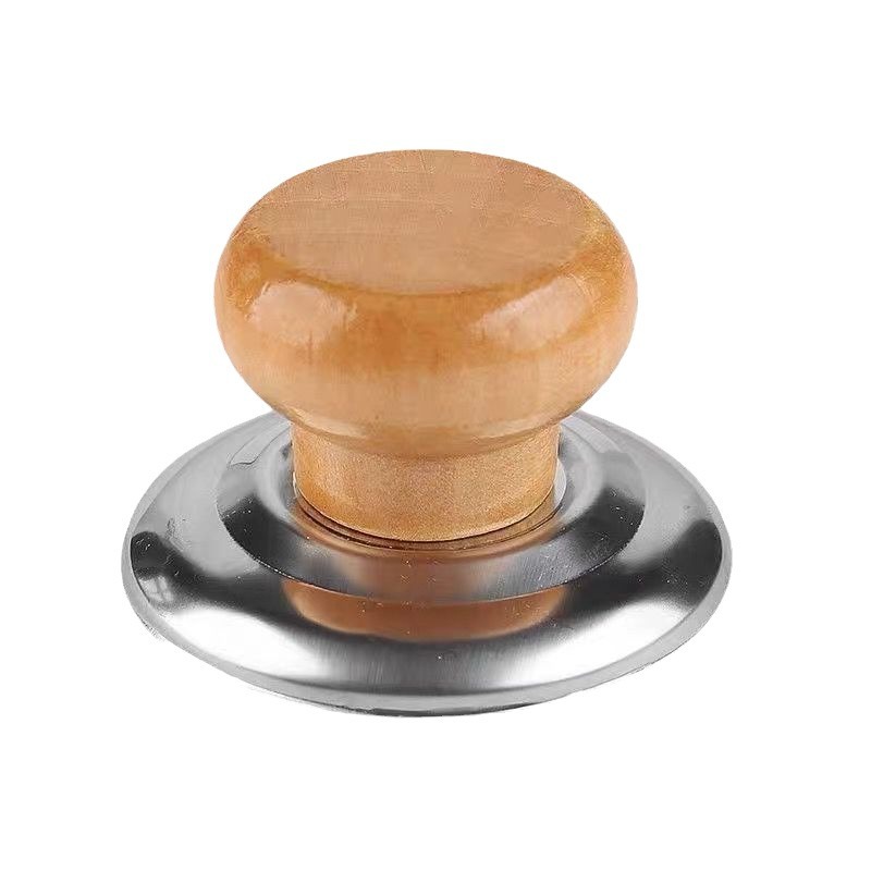 Universal solid wood pot lid handle anti-scald pot cap stainless steel pot button wok steamer pot lid high temperature resistant handle