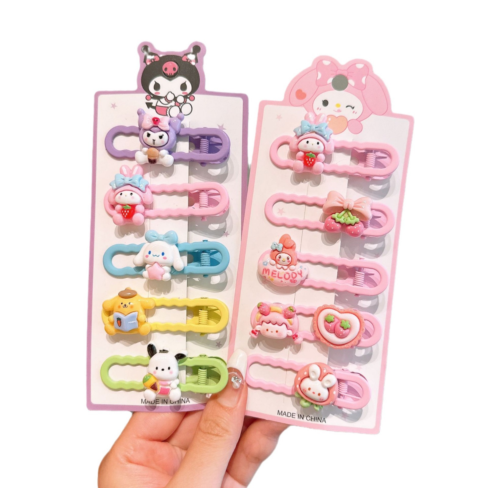 Hermosas galletas de pelo de dibujos animados Kulomi niñas galletas de pelo de niñas joyas para el pelo de bebés laterales pinzas de frangeo amor