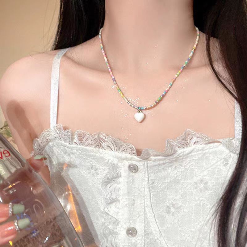 リンゴ味のキャンディーランド~y2kカラードーパミンキャンディーカラービーズネックレス夏の漫画甘いアクセサリー|undefined